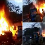 ಬೆಂಗಳೂರಲ್ಲಿ ಕಿಡಿಗೇಡಿಗಳ ಪುಂಡಾಟ- ಪೊಲೀಸ್ ಠಾಣೆ ಮುಂದೆಯೇ ವಾಹನಗಳಿಗೆ ಬೆಂಕಿ