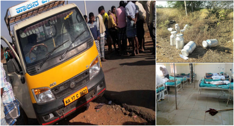 ಶಾಲಾ ಮಕ್ಕಳಿದ್ದ ಟಾಟಾ ಏಸ್, ಹಾಲಿನ ಡೈರಿ ವಾಹನದ ನಡುವೆ ಅಪಘಾತ- 9 ಮಕ್ಕಳಿಗೆ ಗಾಯ