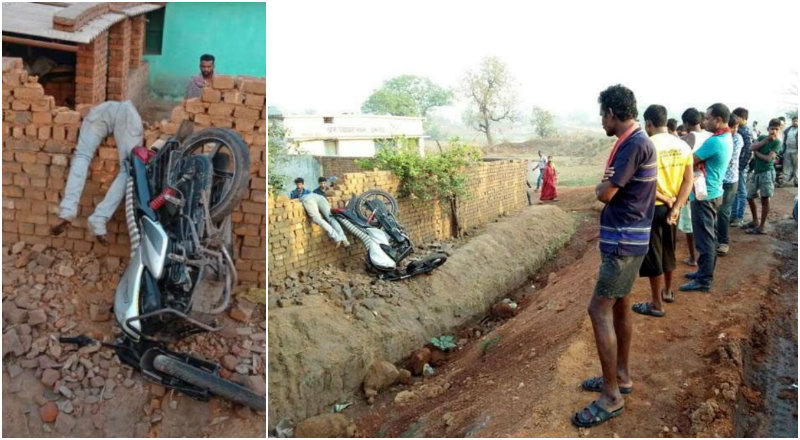 ಬೈಕ್ ಡಿಕ್ಕಿಯ ರಭಸಕ್ಕೆ ಇಟ್ಟಿಗೆ ಗೋಡೆ ಮೇಲೆ ಜೋತು ಬಿದ್ದು ಯುವಕ ದುರ್ಮರಣ