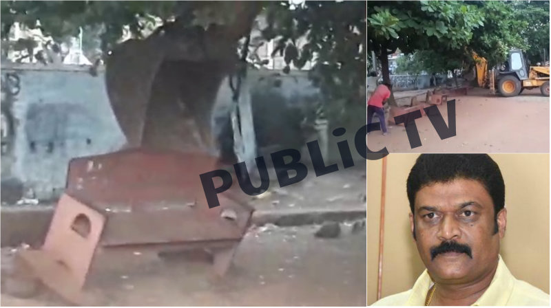 ಕೈ ಅಭ್ಯರ್ಥಿ ಆನಂದ್ ಸಿಂಗ್ ಹೆಸರಿದ್ದ ಆಸನಗಳನ್ನು ಒಡೆದ ಚುನಾವಣಾ ಆಯೋಗ!