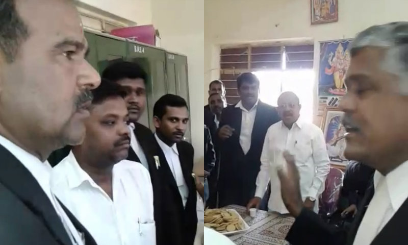 ಮತ ಕೇಳಲು ಹೋದ ಕಾನೂನು ಸಚಿವರಿಗೆ ವಕೀಲರಿಂದ ಫುಲ್ ಕ್ಲಾಸ್!