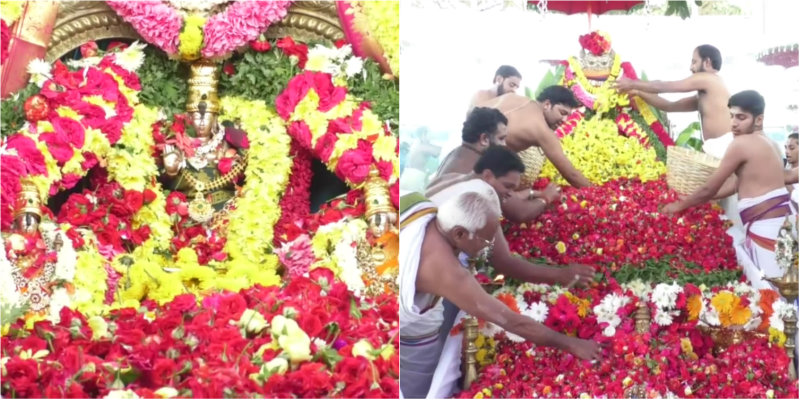 ಐತಿಹಾಸಿಕ ತಿಮ್ಮರಾಯಸ್ವಾಮಿ ದೇವಾಲಯದಲ್ಲಿ ಅದ್ಧೂರಿಯಾಗಿ ನಡೆಯಿತು ಪುಷ್ಪ ಯಾಗ!