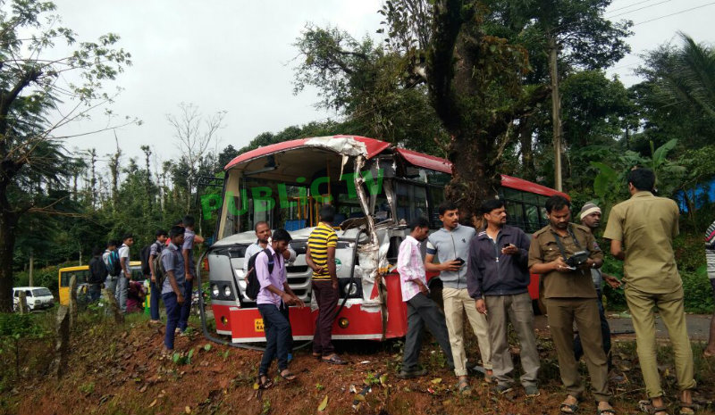 ಚಾಲಕನ ಸಮಯ ಪ್ರಜ್ಞೆಯಿಂದ 35 ಪ್ರಯಾಣಿಕರು ಪಾರು!