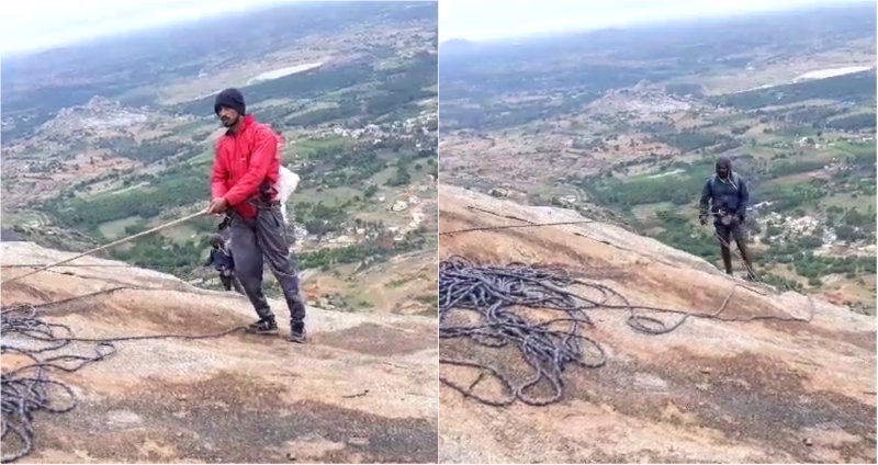 ಕಾಲು ಜಾರಿ ಮಧುಗಿರಿ ಬೆಟ್ಟದಿಂದ 600 ಅಡಿ ಪ್ರಪಾತಕ್ಕೆ ಬಿದ್ದ ವ್ಯಕ್ತಿ ಶವವನ್ನು ಹೊರ ತೆಗೆದ ಕೋತಿರಾಜ್