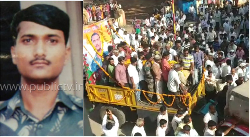 ಬೆಳಗಾವಿ ಯೋಧ ಪಂಚಭೂತಗಳಲ್ಲಿ ಲೀನ- ಅಂತಿಮ ಯಾತ್ರೆಗೆ ಹರಿದುಬಂದ ಜನ ಸಾಗರ