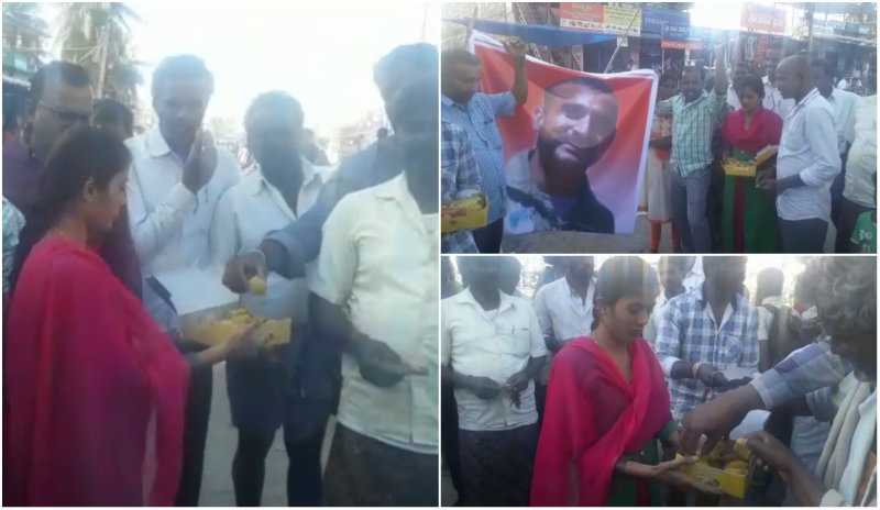 ಸಿಹಿ ಹಂಚಿ ಹುತಾತ್ಮ ಯೋಧನ ಪತ್ನಿಯಿಂದ ಸಂಭ್ರಮ