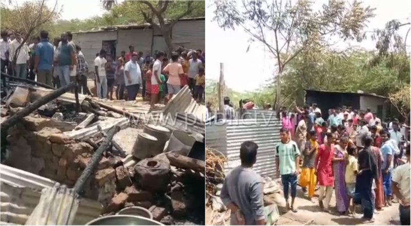 ಸಿಲಿಂಡರ್ ಸ್ಫೋಟ – ಕೂಲಿಕಾರ್ಮಿಕರ 6 ಜೋಪಡಿ ಮನೆ ಭಸ್ಮ!