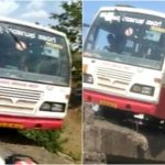 ಲಾರಿ ಅಪಘಾತ ತಪ್ಪಿಸಲು ಹೋಗಿ ಸೇತುವೆಗೆ ಬಸ್ ಡಿಕ್ಕಿ