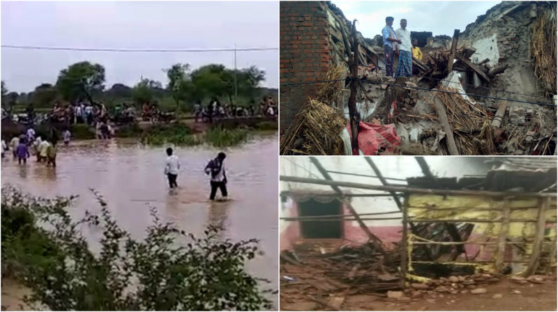 ಬೆಳಗಾವಿ, ಧಾರಾವಾಡದಲ್ಲಿ ಭಾರೀ ಮಳೆ – ಮೇಲ್ಛಾವಣಿ ಕುಸಿತ, ಸೇತುವೆ ಮುಳುಗಡೆ