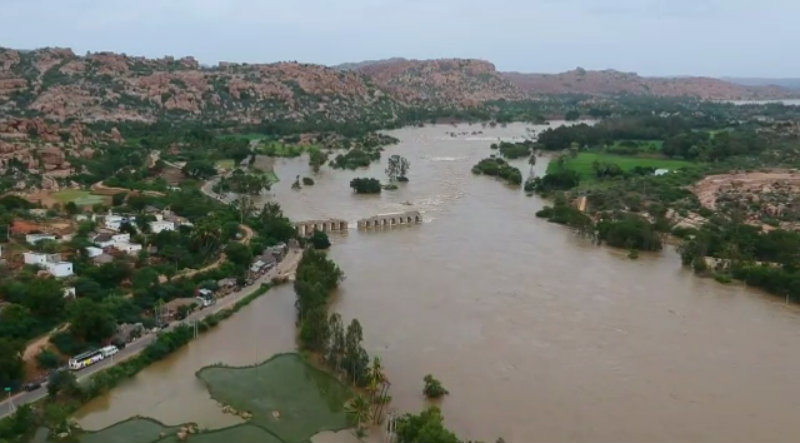 ತುಂಗೆಯ ರಮಣೀಯ ದೃಶ್ಯ ಡ್ರೋನ್ ಕ್ಯಾಮೆರಾದಲ್ಲಿ ಸೆರೆ