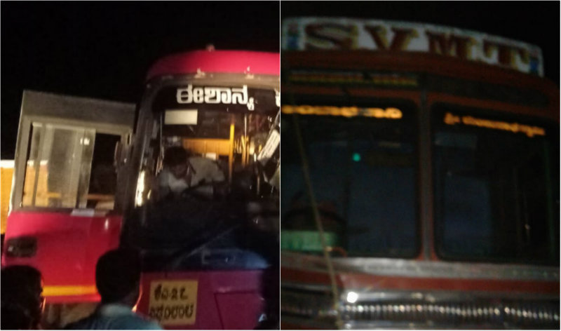 ಡೀಸೆಲ್ ಖಾಲಿಯಾಗಿ ನಿಂತಿದ್ದ ಲಾರಿಗೆ ಬಸ್ ಡಿಕ್ಕಿ- ಇಬ್ಬರು ಸಾವು