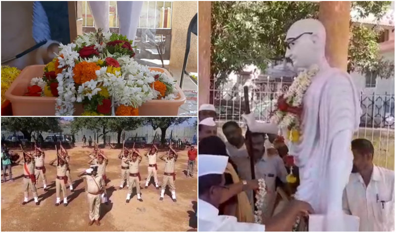 ಗಾಂಧೀಜಿ ಹುತಾತ್ಮ ದಿನ – ಚಿತಾಭಸ್ಮಕ್ಕೆ ಪುಷ್ಪಮಾಲೆಗಳಿಂದ ಶೃಂಗರಿಸಿ ಗೌರವ ಅರ್ಪಣೆ