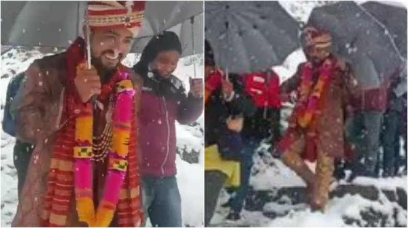 ಭಾರೀ ಹಿಮಪಾತದಲ್ಲೂ ವಧುವಿನ ಮನೆಗೆ 4 ಕಿ.ಮೀ ನಡೆದುಕೊಂಡು ಹೋದ ವರ
