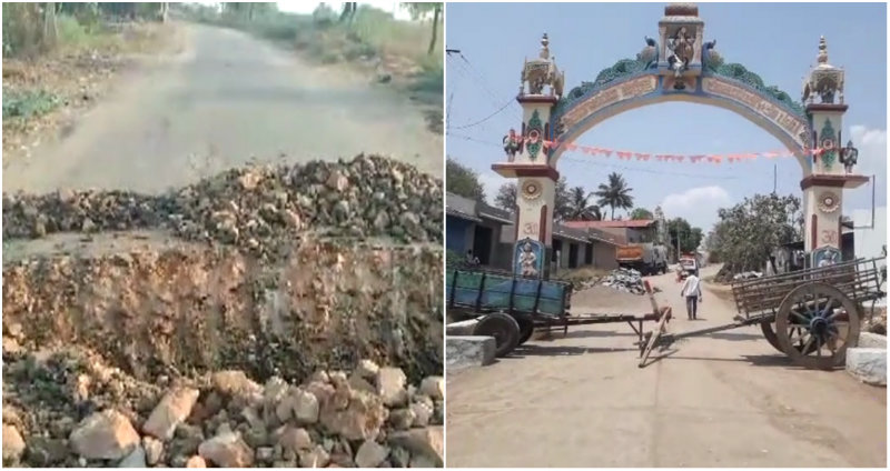 ಗ್ರಾಮಕ್ಕೆ ಯಾರೂ ಬರುವಂತಿಲ್ಲ, ಹೋಗುವಂತಿಲ್ಲ – ಲಕ್ಷ್ಮಣ ರೇಖೆಯಂತೆ ಊರಿಗೆ ದಿಗ್ಭಂಧನ