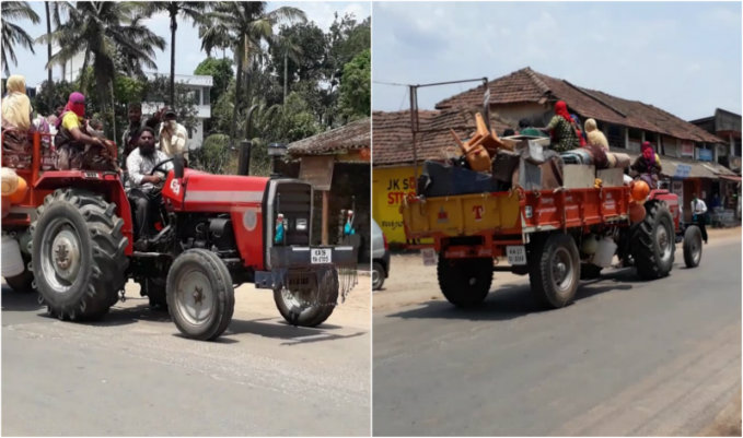 ಹಾವೇರಿಯಿಂದ ಟ್ರ್ಯಾಕ್ಟರ್ ತರಿಸಿಕೊಂಡು ಊರಿಗೆ ವಾಪಸ್ ಹೋದ ಕಾರ್ಮಿಕರು