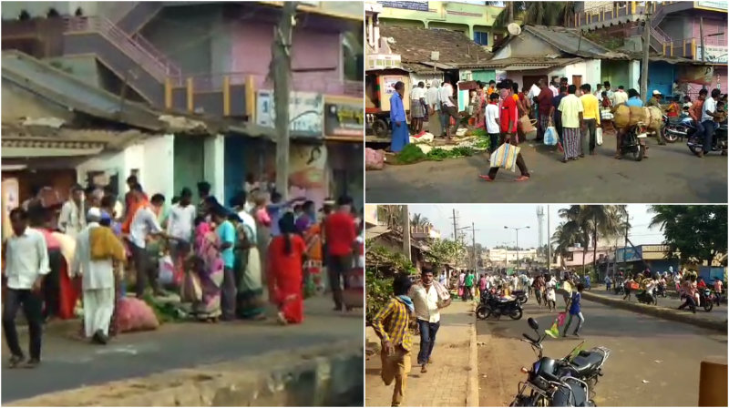 ಗುಂಪುಗುಂಪಾಗಿ ತರಕಾರಿ ಮಾರಾಟ ಮಾಡ್ತಿದ್ದವರಿಗೆ ಪೊಲೀಸರಿಂದ ಕ್ಲಾಸ್