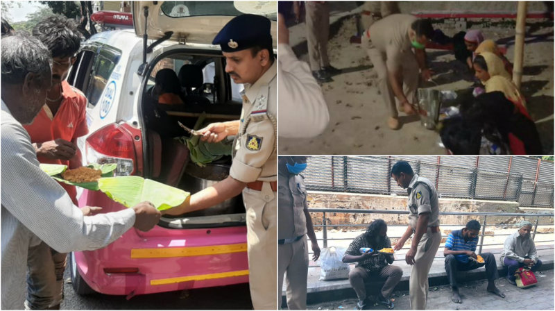 ಲಾಕ್‍ಡೌನ್ ನಡುವೆ ದೇಶಾದ್ಯಂತ ಬಡವರಿಗೆ ಊಟ ಹಂಚುತ್ತಿದ್ದಾರೆ ಪೊಲೀಸರು