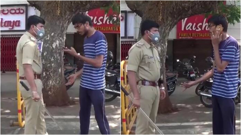 ಕರ್ಚೀಫ್ ತಗೊಳ್ಳೋಕೆ ಕಾಸಿಲ್ಲ ಎಂದ ಯುವಕ- ಪಿತ್ತ ನೆತ್ತಿಗೇರಿದ ಎಸ್‍ಐ ತೋರಿಸಿದ್ರು ಲಾಠಿ ರುಚಿ