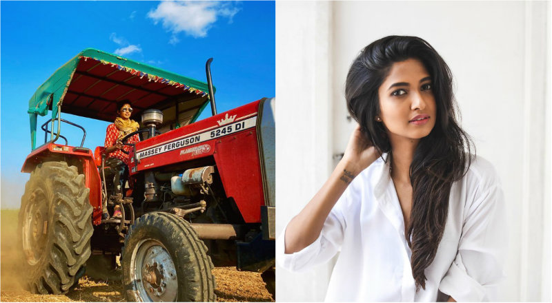 ಲಾಕ್‍ಡೌನ್‍ನಲ್ಲಿ ಟ್ರ್ಯಾಕ್ಟರ್ ಹತ್ತಿ ಹೊಲ ಉಳುಮೆ ಮಾಡ್ತಿರುವ ನಟಿ ಕೀರ್ತಿ