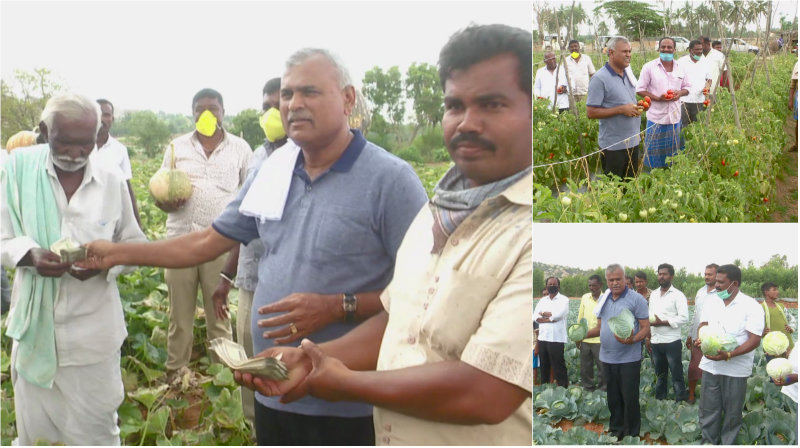 ರೈತರಿಂದ ತರಕಾರಿ ಖರೀದಿಸಿ ಬಡವರಿಗೆ ಹಂಚುತ್ತಿರುವ ಶಾಸಕ