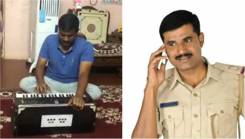 ಲಾಕ್‍ಡೌನ್ ಸಡಿಲಿಕೆ ಹಾರ್ಮೋನಿಯಂ ನುಡಿಸಿ ಆಯಾಸ ಕಳೆಯುತ್ತಿರೋ ಪಿಎಸ್‍ಐ