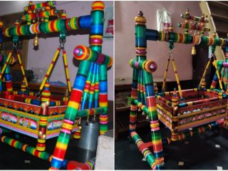 ರೆಡ್ಡಿ ಮೊಮ್ಮಗಳಿಗಾಗಿ ಕಲಘಟಗಿ ಬಣ್ಣದ ತೊಟ್ಟಿಲು ಸಿದ್ಧ