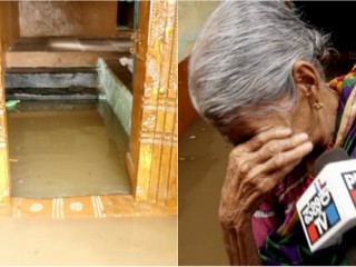ಪ್ರವಾಹಕ್ಕೆ ಸಿಲುಕಿ ಅನಾಥ ಅಜ್ಜಿಯ ಗೋಳಾಟ