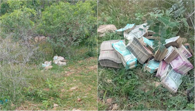 ಪೊದೆಯ ಬದಿಯಲ್ಲಿ ಕಂತೆ ಕಂತೆ ಹಣ – ಚಿತ್ರದುರ್ಗದಲ್ಲಿ ಅಚ್ಚರಿಯ ಘಟನೆ