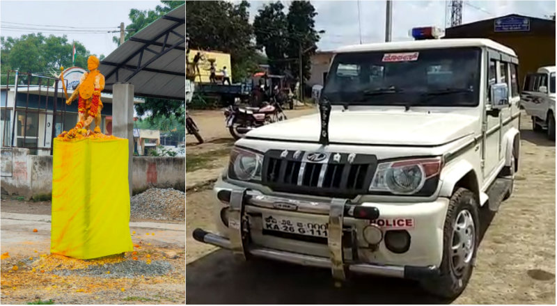 ಸಂಗೊಳ್ಳಿ ರಾಯಣ್ಣ, ರಾಣಿ ಚೆನ್ನಮ್ಮ ಮೂರ್ತಿ ಪ್ರತಿಷ್ಠಾಪನೆಗಾಗಿ ಗಲಾಟೆ- ಎಸಿ, ಡಿವೈಎಸ್‍ಪಿ ಕಾರು ಜಖಂ
