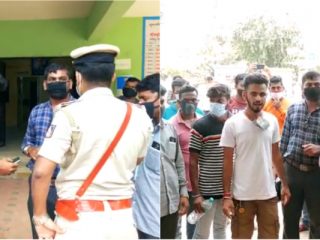 ಹೆಲ್ಮೆಟ್ ಧರಿಸದ ಯುವಕನ ಮೇಲೆ ಪೊಲೀಸರ ಹಲ್ಲೆ- ಠಾಣೆಗೆ ಗ್ರಾಮಸ್ಥರ ಮುತ್ತಿಗೆ