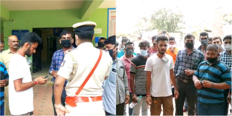 ಹೆಲ್ಮೆಟ್ ಧರಿಸದ ಯುವಕನ ಮೇಲೆ ಪೊಲೀಸರ ಹಲ್ಲೆ- ಠಾಣೆಗೆ ಗ್ರಾಮಸ್ಥರ ಮುತ್ತಿಗೆ