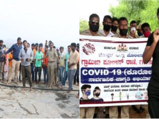 ಜೇಮ್ಸ್ ಶೂಟಿಂಗ್ ವೇಳೆ ಪೊಲೀಸರ ಜೊತೆ ಕೊರೊನಾ ಜಾಗೃತಿ ಮೂಡಿಸಿದ ಅಪ್ಪು