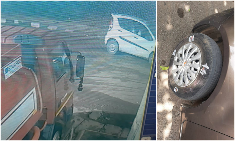 ಕಾರಿನ ಚಕ್ರ ತೆಗೆದು ತನ್ನ ಕಾರಿಗೆ ಜೋಡಿಸಿ ಪರಾರಿಯಾದ