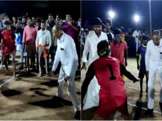 ಯುವಕರೊಂದಿಗೆ ಕಬಡ್ಡಿ ಆಡಿದ ಪ್ರತಾಪ್ ಗೌಡ ಪಾಟೀಲ್