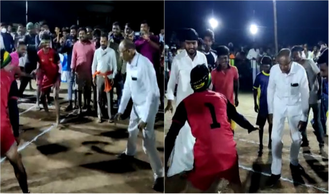 ಯುವಕರೊಂದಿಗೆ ಕಬಡ್ಡಿ ಆಡಿದ ಪ್ರತಾಪ್ ಗೌಡ ಪಾಟೀಲ್