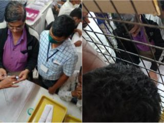 ಕೊಪ್ಪಳದಲ್ಲಿ ಮತವನ್ನ ಸ್ಕೇಲ್‍ನಿಂದ ಅಳೆದ ಸಿಬ್ಬಂದಿ