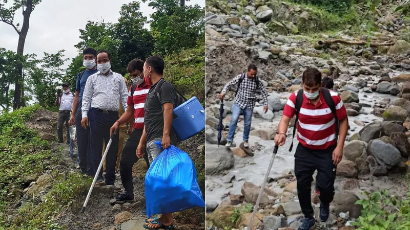 ದಟ್ಟ ಕಾಡಿನಲ್ಲಿ ಜನರಿರುವಲ್ಲಿಗೆ ಹೋಗಿ ಲಸಿಕೆ ಹಾಕಿಸಿದ ಡಿಸಿ