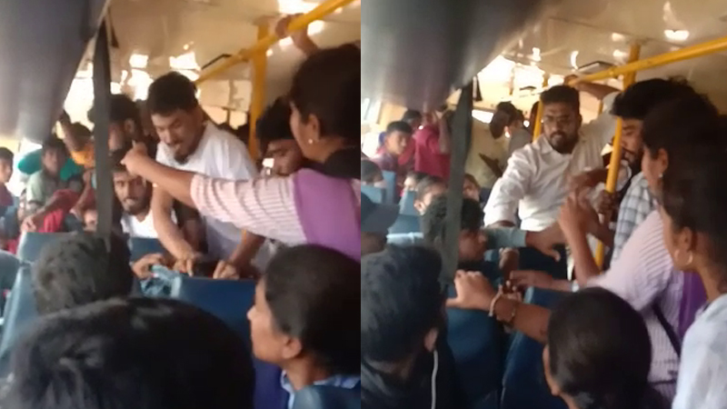 ಯುವತಿಯರನ್ನು ಚುಡಾಯಿಸಿದ್ದಕ್ಕೆ ಸಾರಿಗೆ ಬಸ್‍ನಲ್ಲೇ ಯುವಕನಿಗೆ ಹಿಗ್ಗಾಮುಗ್ಗಾ ಥಳಿತ