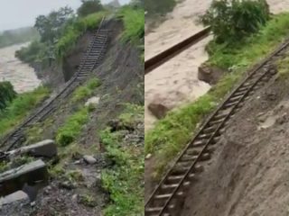 ಭಾರೀ ಮಳೆಗೆ ಕೊಚ್ಚಿ ಹೋದ ಉತ್ತರಾಖಂಡ್ ರೈಲು ಹಳಿ