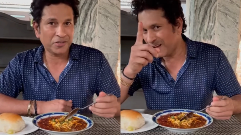 ಬಾಯಿ ಚಪ್ಪರಿಸುತ್ತಾ ಮಿಸಲ್ ಪಾವ್ ಸವಿದ ಸಚಿನ್ – ವೀಡಿಯೋ ವೈರಲ್