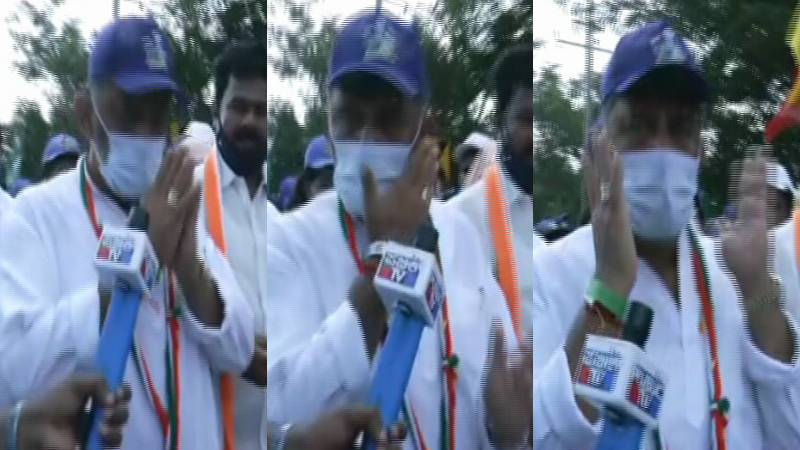 ಪಾದಯಾತ್ರೆಗೆ ಹೈಕೋರ್ಟ್ ಕೆಂಡಾಮಂಡಲ – ಕೈ ಮುಗಿದು ಮುಖದ ಮೇಲೆ ಕೈಯಿಟ್ಟ ಡಿಕೆಶಿ