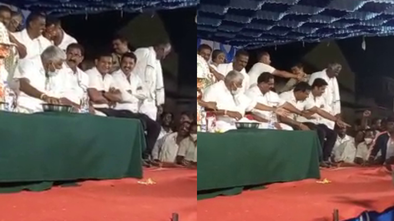 ವೇದಿಕೆ ಮೇಲೆ ನಿಂಬೆ ಹಣ್ಣು ಉರುಳಿಬಿಟ್ಟ ಹೆಚ್‍ಡಿ ರೇವಣ್ಣ!