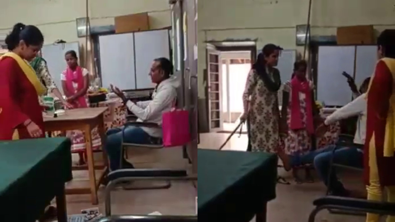 ಉಪನ್ಯಾಸಕಿಯರ ಜೊತೆ ಅಸಭ್ಯ ವರ್ತನೆ – ಉಪನ್ಯಾಸಕನಿಗೆ ಹಿಗ್ಗಾಮುಗ್ಗ ಥಳಿತ