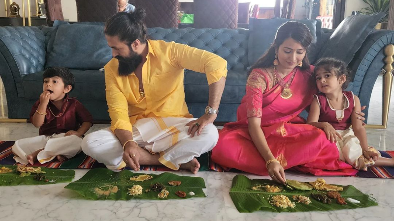 ಯುಗಾದಿ ಹಬ್ಬದ ಸಂಭ್ರಮದಲ್ಲಿ ರಾಕಿಂಗ್ ಸ್ಟಾರ್ ದಂಪತಿ