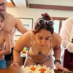 ಬಿಕಿನಿಯಲ್ಲೇ ಕೇಕ್ ಕತ್ತರಿಸಿದ ಅಮೀರ್ ಖಾನ್ ಪುತ್ರಿ ಇರಾ