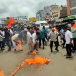 ಕನ್ಹಯ್ಯಲಾಲ್ ಹತ್ಯೆ ಖಂಡಿಸಿ ಪ್ರತಿಭಟನೆ – ಮೂವರು ಕಾರ್ಯಕರ್ತರ ಪ್ಯಾಂಟ್‍ಗೆ ತಗುಲಿದ ಬೆಂಕಿ