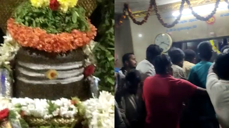 ಶಿವಲಿಂಗದ ಮೇಲೆ ಮೂಡಿದ ಕಣ್ಣಿನ ಆಕೃತಿ – ವಿಸ್ಮಯ ನೋಡಲು ಮುಗಿಬಿದ್ದ ಜನ