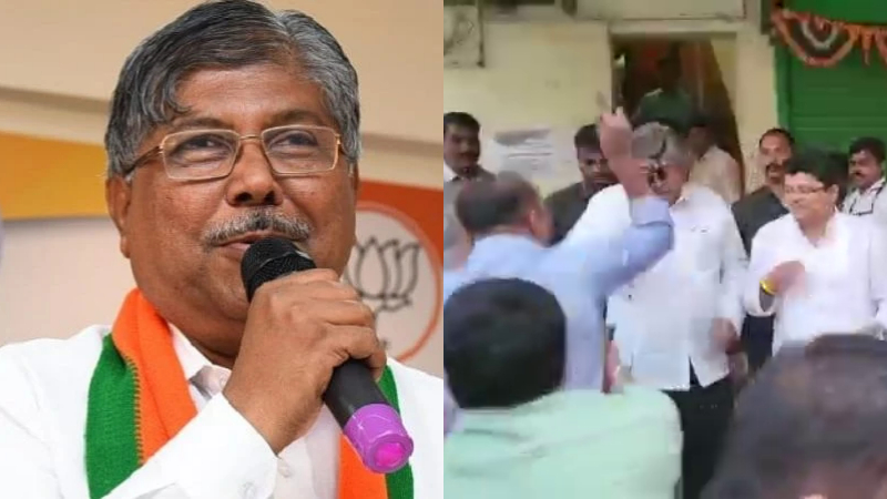 ಅಂಬೇಡ್ಕರ್‌ಗೆ ಅಪಮಾನ – ಮಹಾರಾಷ್ಟ್ರ ಸಚಿವ ಚಂದ್ರಕಾಂತ್ ಪಾಟೀಲ ಮುಖಕ್ಕೆ ಮಸಿ ಬಳಿದು ಆಕ್ರೋಶ