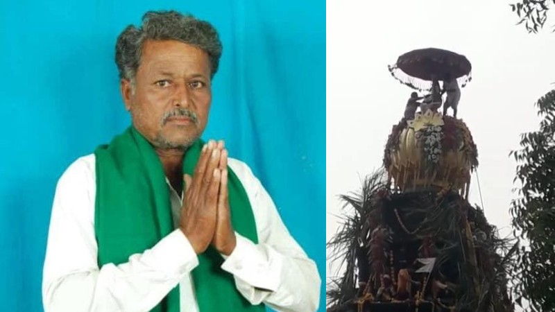 ರಥಕ್ಕೆ ಕಳಸ ಕಟ್ಟುತ್ತಿದ್ದಾಗ ಆಯತಪ್ಪಿ ಬಿದ್ದು ವ್ಯಕ್ತಿ ಸಾವು – ಜಾತ್ರೆ ಮುಂದೂಡಿದ ಗ್ರಾಮಸ್ಥರು