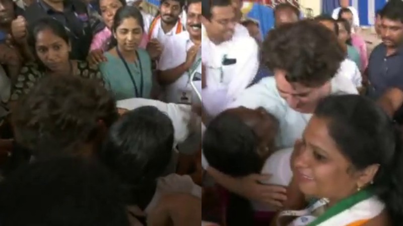 ಇಂದಿರಾ ಗಾಂಧಿಯ ಪ್ರತಿರೂಪ ಎಂದಿದ್ದಕ್ಕೆ ಮಹಿಳೆಗೆ ಪ್ರೀತಿಯ ಅಪ್ಪುಗೆ ನೀಡಿದ ಪ್ರಿಯಾಂಕಾ